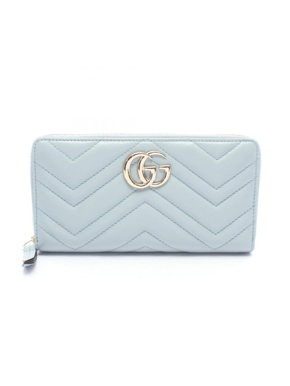 Gucci Round Wallet GG Marmont Zip Around Light Blue Lambskin
